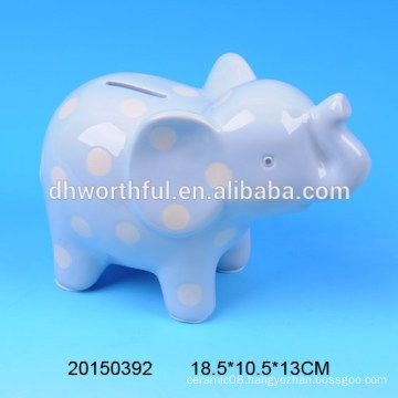 Lovely elephant ceramic money boxes with white dots
